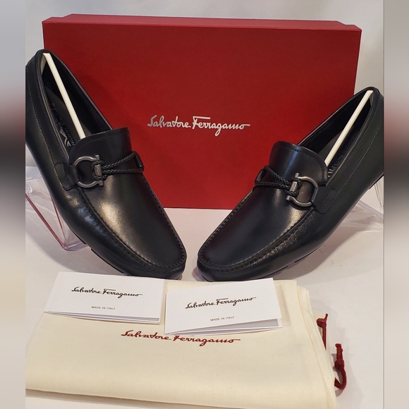 SALVATORE FERRAGAMO SHOES DRIVING LOAFERS LEATHER BRAIDED GANCINI US SZ 6EE NEW - Picture 11 of 11